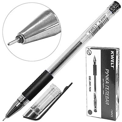 Ручка гелевая черная KWELT 0,5мм К-03308