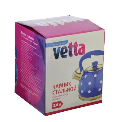 Чайник стальной 2л Горошек синий Vetta индукция 847-063