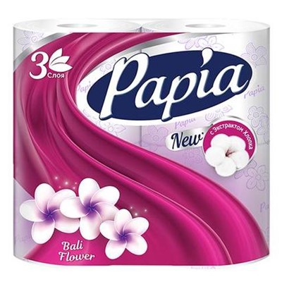 Туалетная бумага белая Papia Bali Flower 4шт 3сл