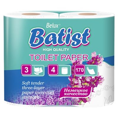 Туалетная бумага Батист Сирень 3сл 4шт 20м 170л