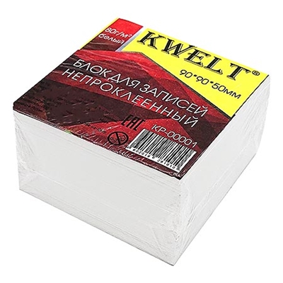 Блок бумаги KWELT 9*9*5см белый 80г/м2 К-00001
